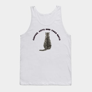 Coffee cats and yoga mats funny yoga and cat drawing Tank Top